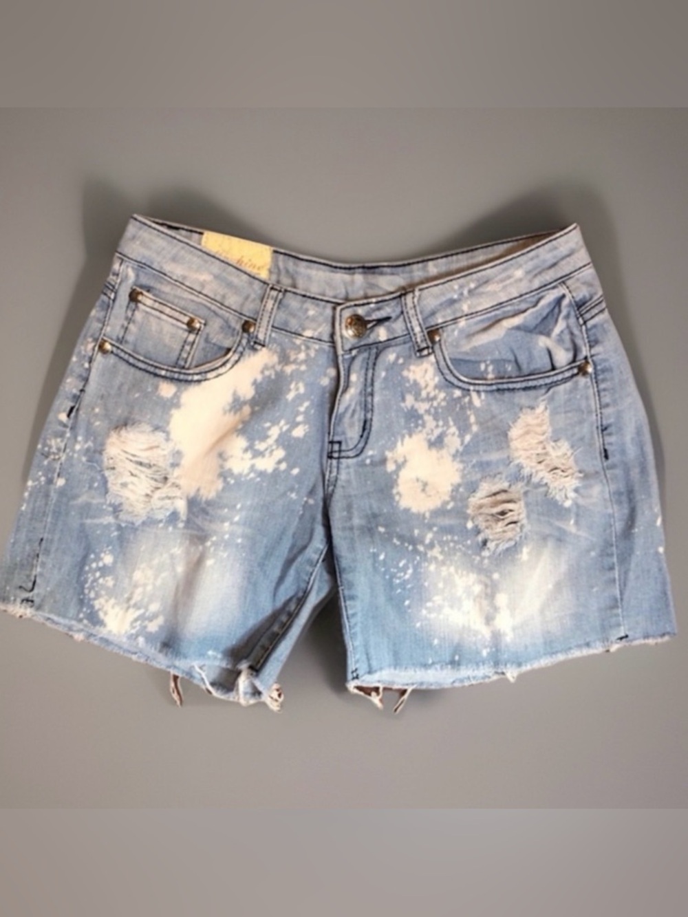 Machine Factory Distressed Acid Wash Jean Shorts L